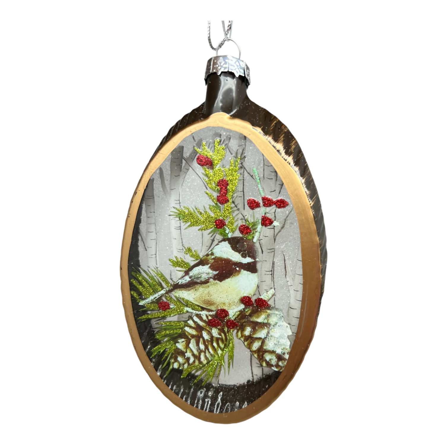 Glass Holiday Bird Design Ornament - Chickadee 1 Glass Holiday Bird Design Ornament - Chickadee