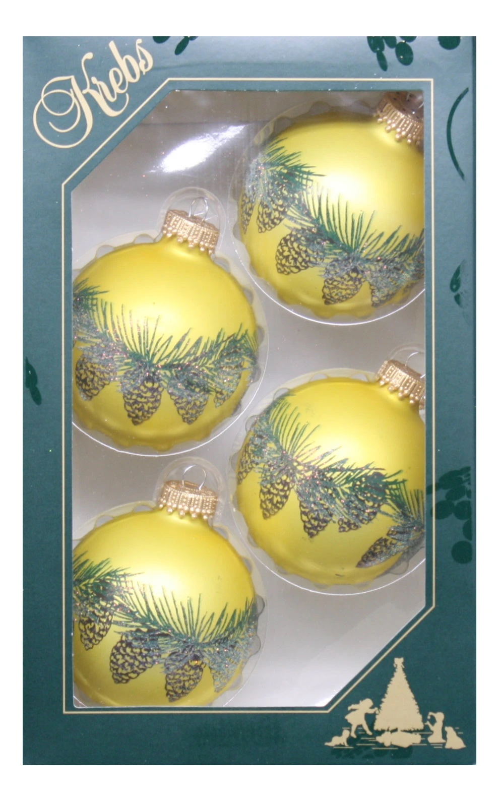 Krebs Value Glass Ball 4 Pack - Gold Pine Garland 1 Krebs Value Glass Ball 4 Pack - Gold Pine Garland