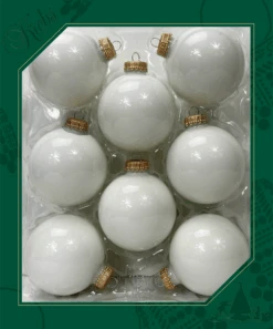 Porcelain White 2 5/8" (67mm) Glass Ball - 8 Piece Set