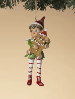 Vintage Style Elf Ornament - Gingerbread Man