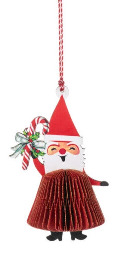 Vintage Honeycomb Santa Ornament -