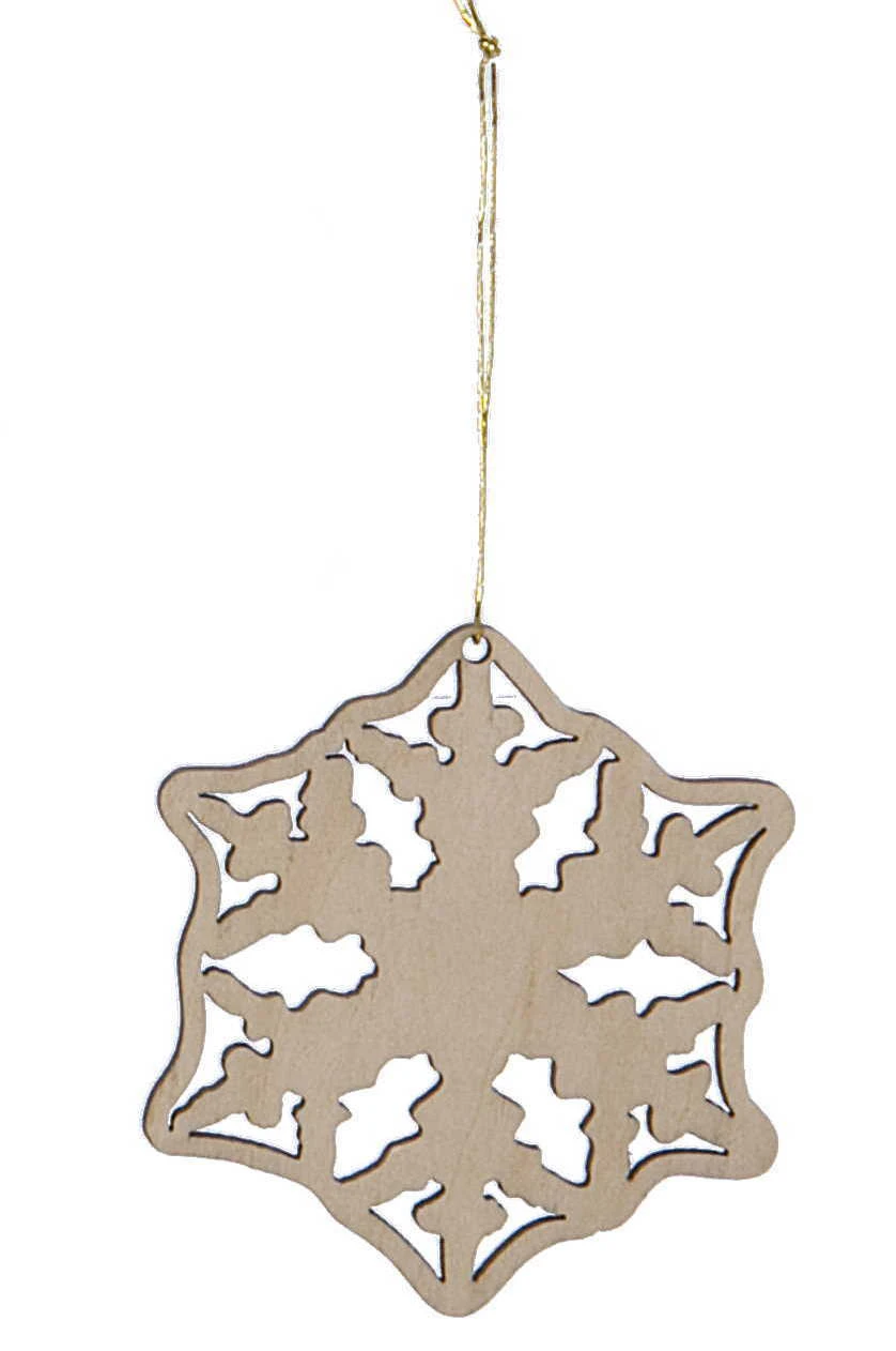 Laser Cut Wood Snowflake Ornament - Style 6 1 Laser Cut Wood Snowflake Ornament - Style 6
