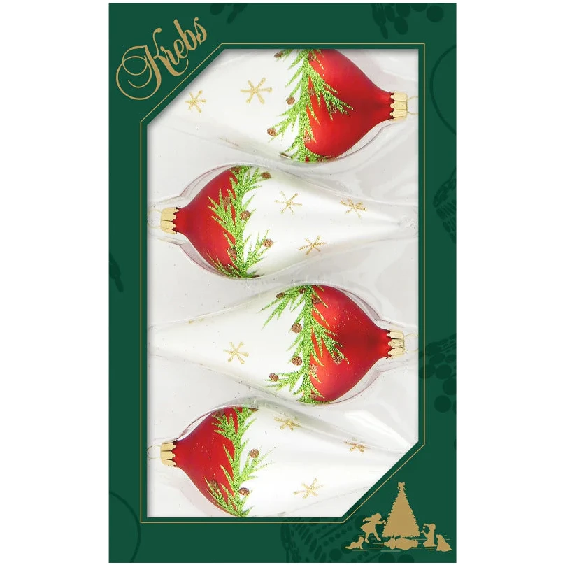 Krebs Glass Teardrop Ornament - Bi-Color Pine Garland - 4 Pack 2 Krebs Glass Teardrop Ornament - Bi-Color Pine Garland - 4 Pack - Image 2