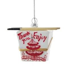 Kurt Adler Chinese Take-Out Box Glass Ornament