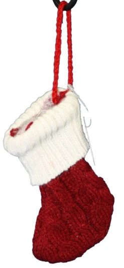 Abbott Knitted Red And White Stocking Ornament
