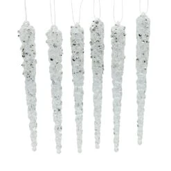 Kurt Adler Glittered Icicles Ornaments, 6-Piece Box Set