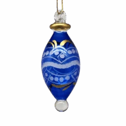 Floral Etched Bulb Drop - Blue