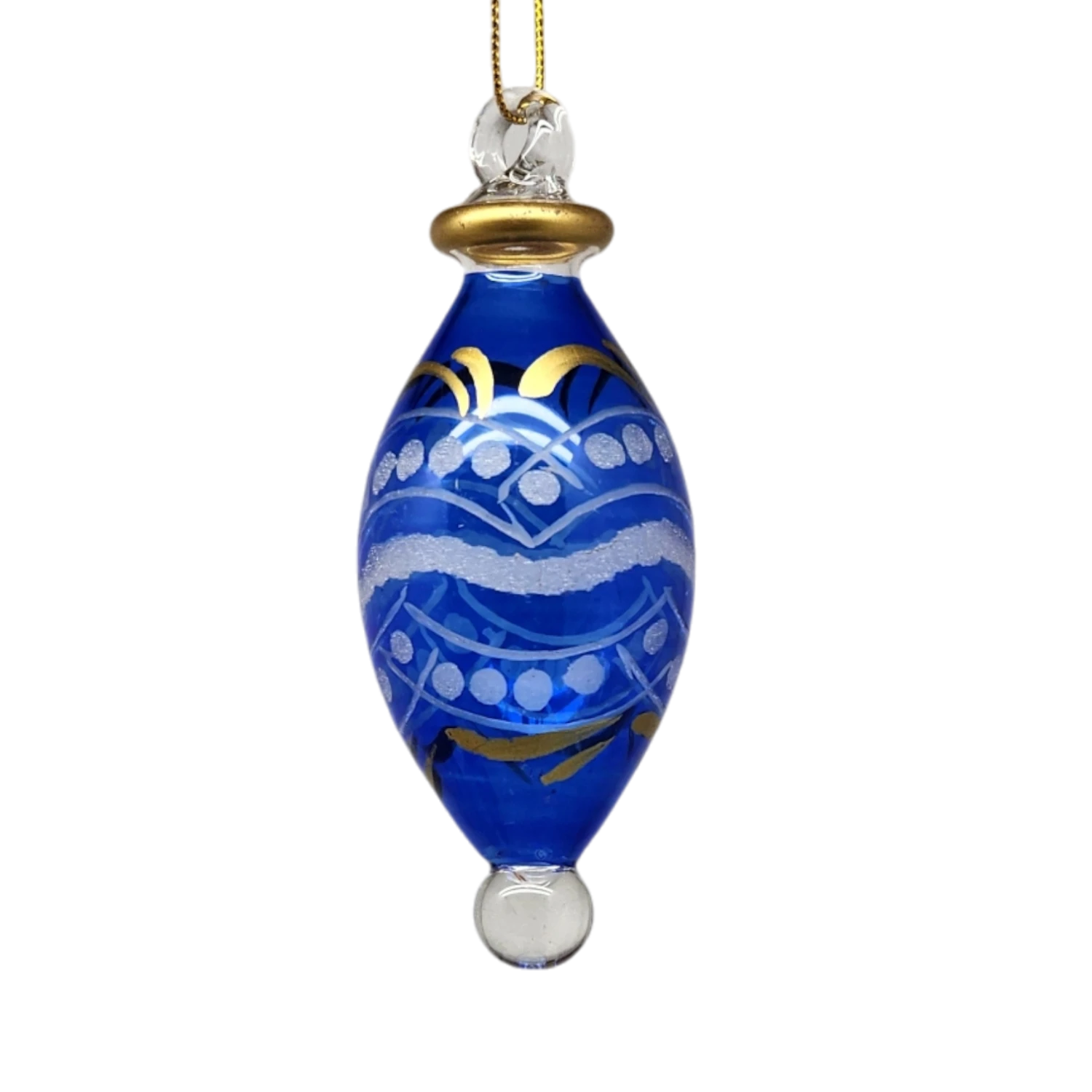 Floral Etched Bulb Drop - Blue 1 Floral Etched Bulb Drop - Blue