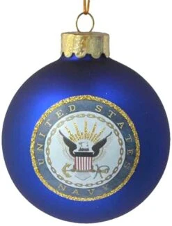 Kurt Adler 80mm U.S. Navy Glass Ball Ornament