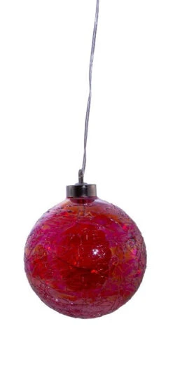 Kurt Adler 100MM USB Lighted Glass Ball Ornament - Red
