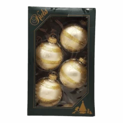 Krebs Value Glass Ornament 4 Pack - Golden Stripe Satin Finish