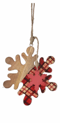 Large Wood Plaid Snowflake Ornament - -Country Christmas Loft Shop uddysptf55xeaqt5et0c