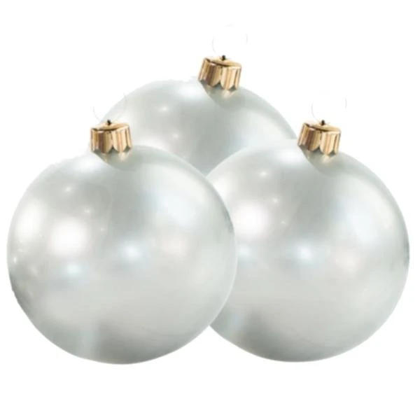 Holiball Inflatable Ornament - 8" - Mini Silver Trio 1 Holiball Inflatable Ornament - 8" - Mini Silver Trio