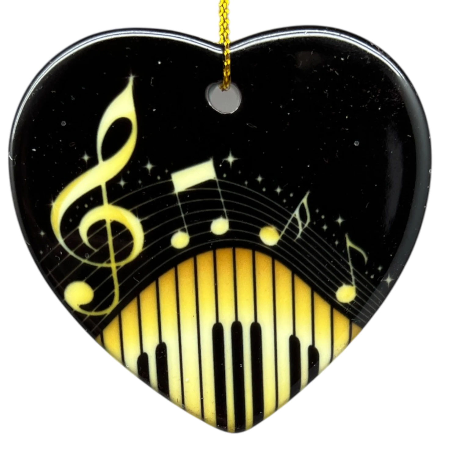 Heart Shaped Gold Music Note Piano Keys Ornament 1 Heart Shaped Gold Music Note Piano Keys Ornament