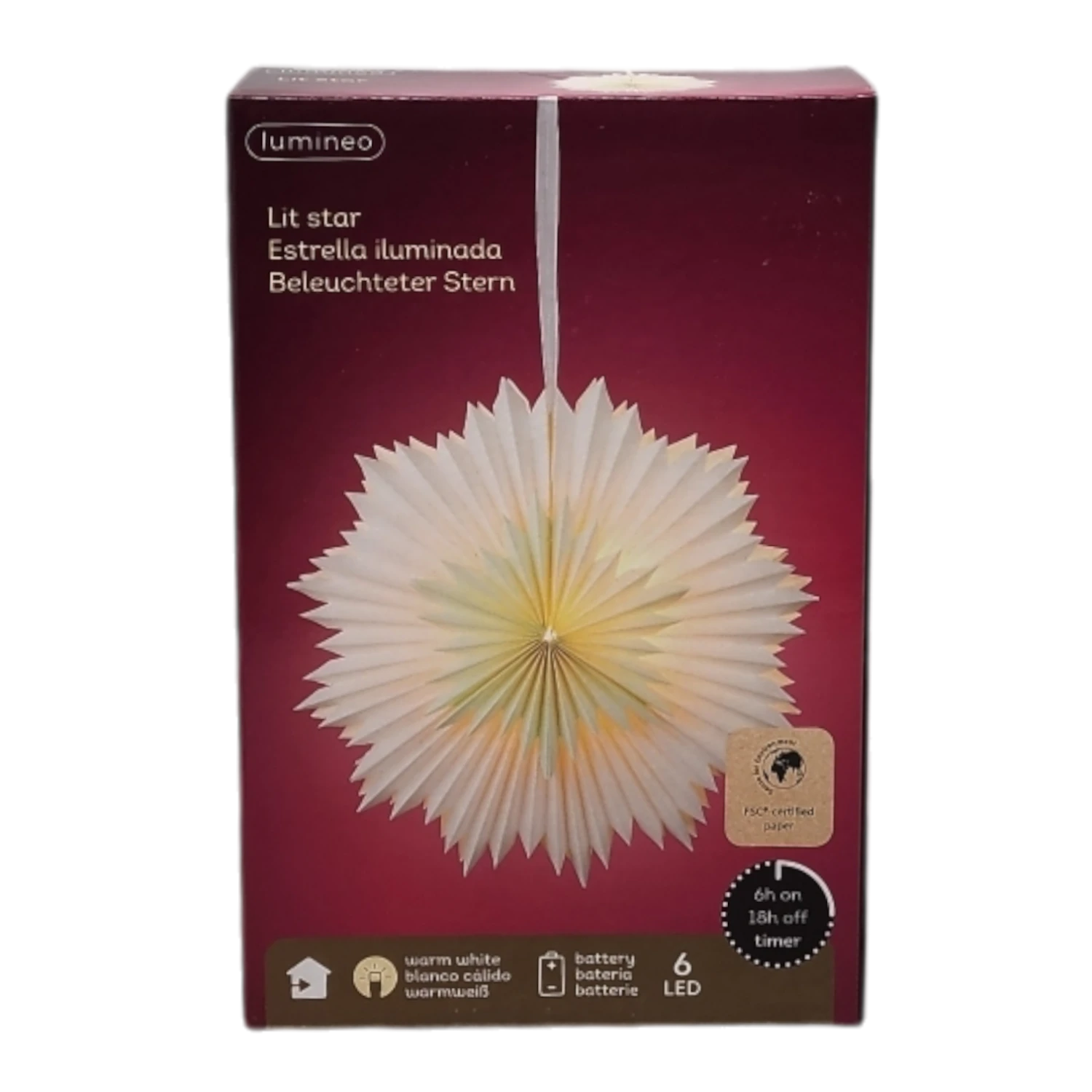 Lumineo LED Lighted Paper Bi-level Star -16 Inch 3 Lumineo LED Lighted Paper Bi-level Star -16 Inch - Image 3