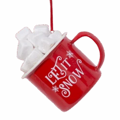 Hot Cocoa Mug With Marshmallows Ornament - Let It Snow
