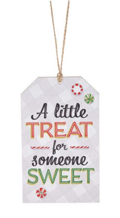 Wooden Plaid Gift Tag Ornament - A Little Treat For Someone Sweet