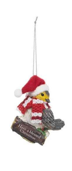 Cozy Bird Ornament - Have A Blessed Christmas