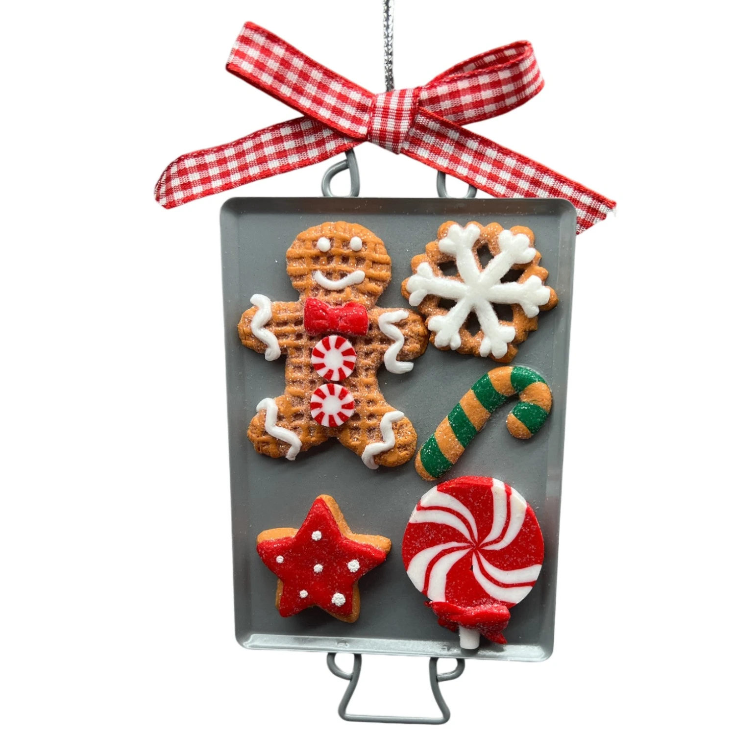 Clay Dough Holiday Cookies On Metal Pan Ornament Gingerbreadman And Snowflake 1 Clay Dough Holiday Cookies On Metal Pan Ornament Gingerbreadman And Snowflake