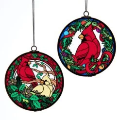 Kurt Adler Cardinal Stained Glass Ornament -