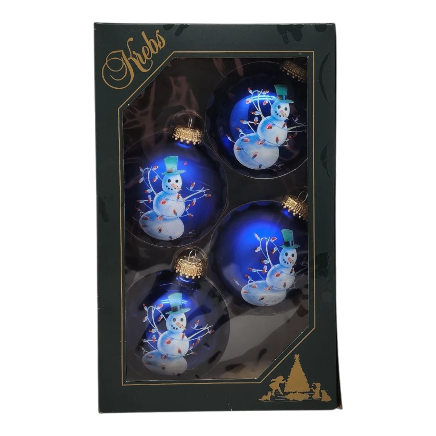 Krebs Value Glass Ball 4 Pack - Frosty Friend 1 Krebs Value Glass Ball 4 Pack - Frosty Friend