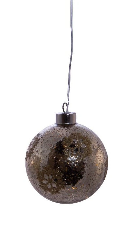 Kurt Adler Lighted USB Gold And Silver Glass Ball Ornament - Dark Gold 3 Kurt Adler Lighted USB Gold And Silver Glass Ball Ornament - Dark Gold - Image 3