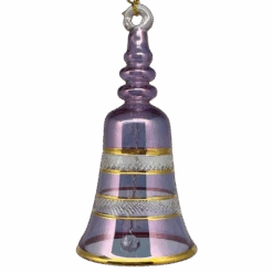 Gold Etched Glass Bell - Purple