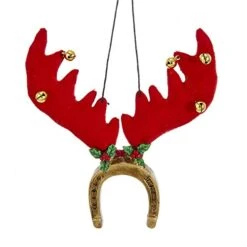 Kurt Adler 4 Inch Deer Antler Horseshoe Fabric Christmas Ornament