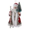 Kurt Adler Fabriche Regal Red Santa With Staff And Christmas Tree - Ornament