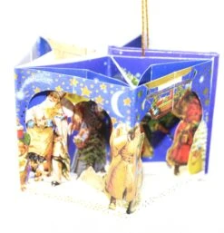Popup Mini Book German Ornament - Blue