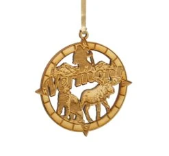 Wooden Laser Ornament - Compass Scene