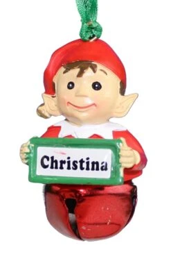 Elf Bell Ornament With Name - Christina