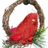 Bird On Wreath Ornament Red 5"