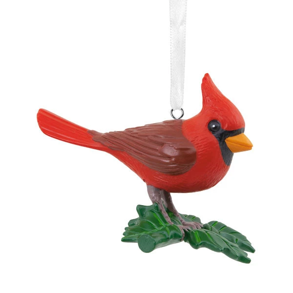 Hallmark Cardinal Perched On A Holly Leaf - Ornament 1 Hallmark Cardinal Perched On A Holly Leaf - Ornament
