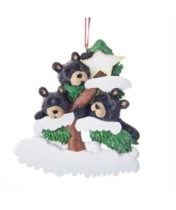 Kurt Adler Bear Family On Tree Ornament - Family Of 3