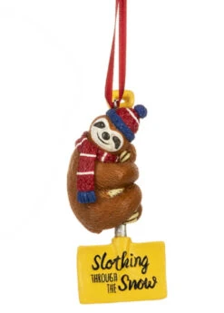Cute Sloth Ornament - Slothing Through The Snow