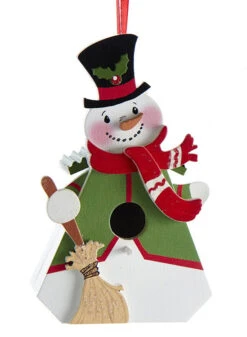 Kurt Adler Snowman Wooden Birdhouse Ornament
