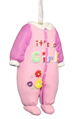 Kurt Adler Painted Baby Pajamas Ornament - Pink