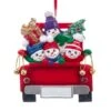 Kurt Adler Snowman On Truck Ornament - Family Of 4