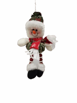 Plush Snowman Ornament With Button Legs