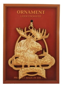 Wooden Laser Ornament - Adirondacks Moose