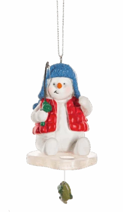 Ice Fishing Snowman Ornament