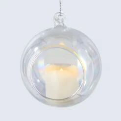Kurt Adler Battery-Operated Lighted LED Candle In Glass Ball Ornament