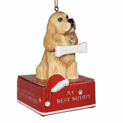 Cocker Spaniel With Bone Ornament