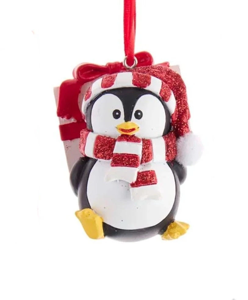 Kurt Adler Penguin With Hat And Scarf Ornament - Present 2 Kurt Adler Penguin With Hat And Scarf Ornament - Present - Image 2