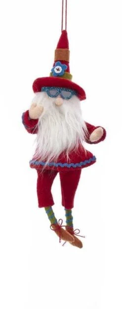 Kurt Adler Gnome Wearing Sunglasses Ornament - Red
