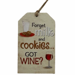 Wooden Plaid Gift Tag Ornament - Got Wine?