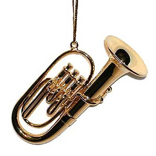 Gold Brass Tuba Ornament - 3 Inch 2 Gold Brass Tuba Ornament - 3 Inch - Image 2