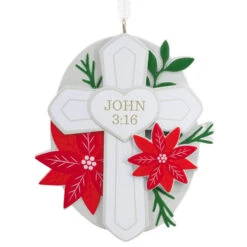 DaySpring Cross With Poinsettias Religious Hallmark Ornament