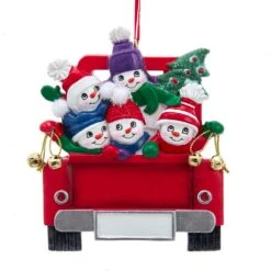 Kurt Adler Snowman On Truck Ornament - Family Of 5